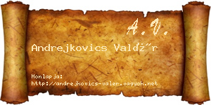 Andrejkovics Valér névjegykártya